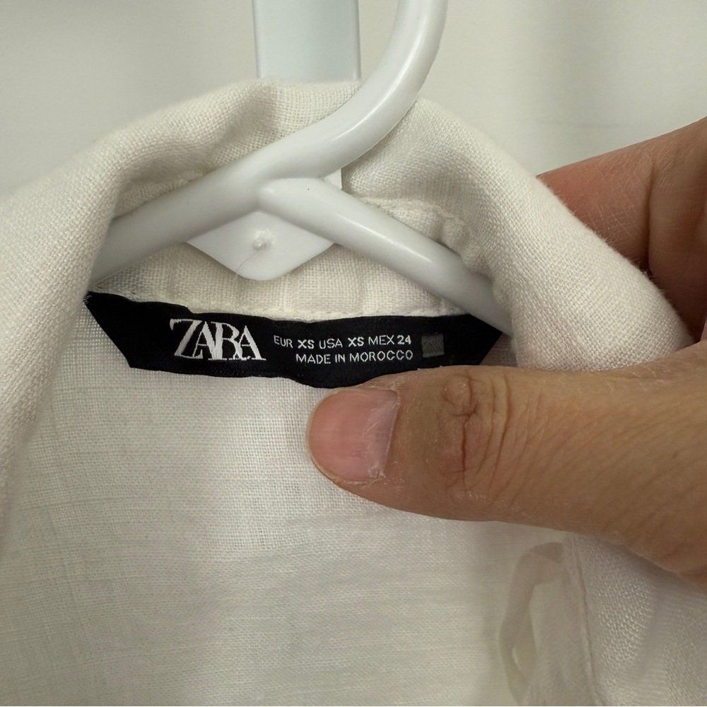 ZARA WOMEN LINEN SHIRT BUTTONDOWN SIZE XS - Picture 3 of 4